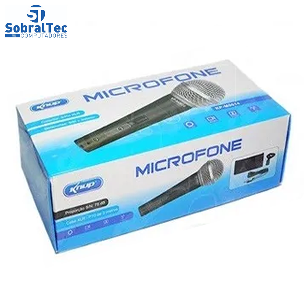 Microfone 78 dB KNUP KP-M0014 Com Cabo XLR -P10 de 3 Metros